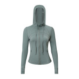 Original Define hooded jacket yoga wear slim-fit zip-up cardigan casual sports fitness women's style