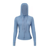Original model Define women's sports hooded jacket yoga wear slim-fit waist-cinching coat