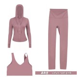 Original Embroidered  Hooded Jacket U-Shaped Nine-Point Set with Chest Pads, Top, Jacket, and Nine-Point Pants