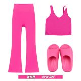 Original Embroidered  Thick-Soled EVA Sandals U-Shaped Tank Top with Chest Pads Bell-Bottom Pants Women's Summer Yoga