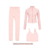 Original Embroidered  Short Jacket, Gold U-Shaped Vest, Nine-Point Yoga Fitness Sports Short Coat