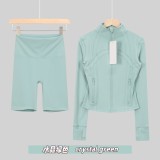 Original Embroidered  Short Stand Collar Jacket and Cropped Pants Slim Fit Sports Yoga Windproof Set