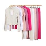 Original Embroidered  Short Stand-up Collar Jacket and Cropped Pants Set, Slim Fit, Waist-Cinching, Slimming, for Sports and Fitness