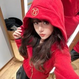 Original  Women's Hooded Slim-Fit Sweatshirt Yoga Wear Casual Sports Yoga Top with Embroidered Gold Detail