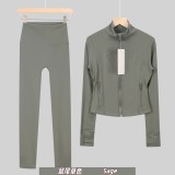 Original Embroidered  Short Stand-up Collar Jacket and Cropped Pants Set, Slim Fit, Waist-Cinching, Slimming, for Sports and Fitness