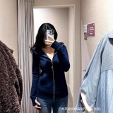 Original -style slim-fit sweatshirt with fleece lining, slimming sports hooded jacket for women, casual top wholesale