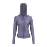 Original Define brand yoga jacket with hood for women, casual breathable sports and fitness top