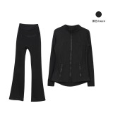Original style bell-bottom pants and jacket set, long-sleeved women's slim-fit coat, elastic sports running yoga wear