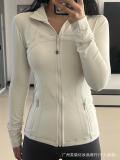 The same classic Define stand-up collar yoga top with original label, women's long-sleeve sports fitness jacket