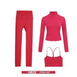 Original Embroidered  Short Jacket Y-Back Vest Nine-Point Set Gold Yoga Sports Solid Color Short Style