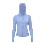 Original Define hooded jacket yoga wear slim-fit zip-up cardigan casual sports fitness women's style