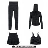 Original Embroidered  Hooded Jacket, Short Skirt, U-Back Tank Top, Cropped Pants Four-Piece Slim-Fit Outfit