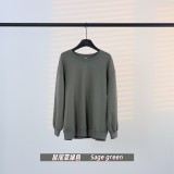 Original Embroidered  Long Women's Crew Neck Sweatshirt, Loose Fit Plus Size Yoga Fitness Sports Sweatshirt for Women