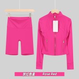 Original Embroidered  Short Stand Collar Jacket and Cropped Pants Slim Fit Sports Yoga Windproof Set