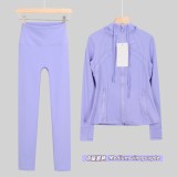 Original Embroidered  Cropped Pants and Jacket Set Slim Fit Cropped Pants Slim Fit Jacket Stretchy Sports Running Wear