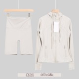 Original Embroidered  Hooded Jacket Set, Long Sleeve Slim Fit Women's Coat, Stretchy Sportswear