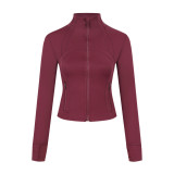Original define short stand-up collar jacket, new model for yoga and running, women's slim-fit, elastic and shaping