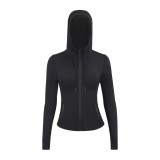 Original Define brand yoga jacket with hood for women, casual breathable sports and fitness top