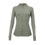 Original Define Yoga Top Fitness Wear Long Sleeve Running Sports Stand Collar Jacket for Women