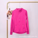 The same classic Define stand-up collar yoga top with original label, women's long-sleeve sports fitness jacket