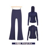 Original Embroidered  Hooded Flared Gold Jacket Three-Piece Set Women's Slim-Fit Stretchy Sportswear