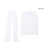 Original style bell-bottom pants and jacket set, long-sleeved women's slim-fit coat, elastic sports running yoga wear