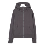 Original  Women's Hooded Slim-Fit Sweatshirt Yoga Wear Casual Sports Yoga Top with Embroidered Gold Detail