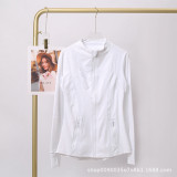The same classic Define stand-up collar yoga top with original label, women's long-sleeve sports fitness jacket