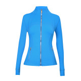 Original Define brand gold zipper yoga jacket with stand-up collar, long-sleeved fitness jacket, running sports coat