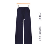 Original Embroidered  Sweatpants, Loose Fleece-Lined Straight Pants, Women's High-Waisted Wide-Leg Pants with Drawstring