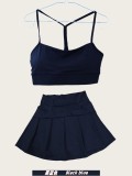 Original Embroidered  Skirt Y-shaped Bra Sports Set Tank Top Underwear for Women Fitness Nude Feel Beautiful Back