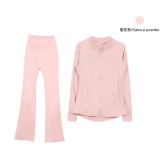 Original style bell-bottom pants and jacket set, long-sleeved women's slim-fit coat, elastic sports running yoga wear