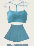Original Embroidered  Skirt Y-shaped Bra Sports Set Tank Top Underwear for Women Fitness Nude Feel Beautiful Back