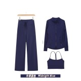 Original Embroidered  Straight Pants, Y-Back Vest, Stand-Up Collar Jacket Set, Barely-there Fitness Sports Bra with Beautiful Back Design