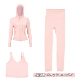 Original Embroidered  Hooded Jacket U-Shaped Nine-Point Set with Chest Pads, Top, Jacket, and Nine-Point Pants