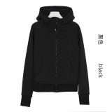Original Embroidered  Slim-Fit Full-Zip Hooded Fleece Sweatshirt Casual Sports Slimming Jacket for Women