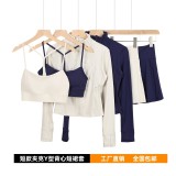 Original Embroidered  Short Jacket, Gold Y-Back Vest, Short Skirt Set, Yoga Sportswear, Full Zip Slim Fit
