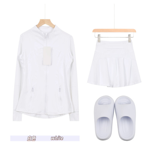 Original Embroidered  Thick-Soled EVA Sandals, Jacket, Short Skirt Set for Women, Summer Slim-Fit Sports Yoga Wear