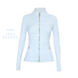 Original design Define yoga wear for women, stand-up collar jacket, embossed slim-fit top, casual sportswear
