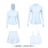 Original Embroidered  Hooded Jacket, Stand-up Collar Jacket, Short Skirt, U-shaped Tank Top, Four-piece Slim Fit Set