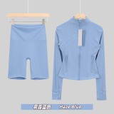Original Embroidered  Short Stand Collar Jacket and Cropped Pants Slim Fit Sports Yoga Windproof Set