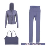 Original Embroidered  Hooded Jacket Y-shaped Nine-point Set Long-sleeved Women's Slim-fit Jacket Stretchy Sports Running Wear