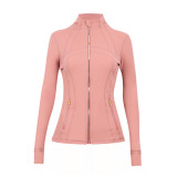 Original Define brand gold zipper yoga jacket with stand-up collar, long-sleeved fitness jacket, running sports coat