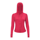 Original Define hooded jacket yoga wear slim-fit zip-up cardigan casual sports fitness women's style