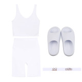 Original embroidered  thick-soled EVA sandals with U-shaped tank top and chest pad, five-piece set for women, summer