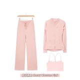 Original Embroidered  Straight Pants, Y-Back Vest, Stand-Up Collar Jacket Set, Barely-there Fitness Sports Bra with Beautiful Back Design