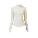 Same style as Define original label, gold zipper yoga jacket, stand-up collar fitness jacket, long-sleeved running sports coat