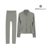 Same style jacket DF set top long-sleeve women's tight-fitting stand-up collar elastic fitness sports running yoga wear