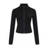 Original Embroidered  Stand Collar Short Jacket, Slim Fit Sports Yoga Wear, Slimming Elastic Sports Coat