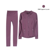 Same style jacket DF set top long-sleeve women's tight-fitting stand-up collar elastic fitness sports running yoga wear